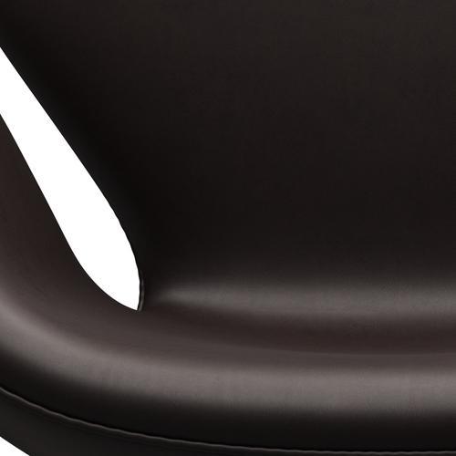 Fritz Hansen Swan Lounge Chair, Black Lacquered/Grace Dark Brown