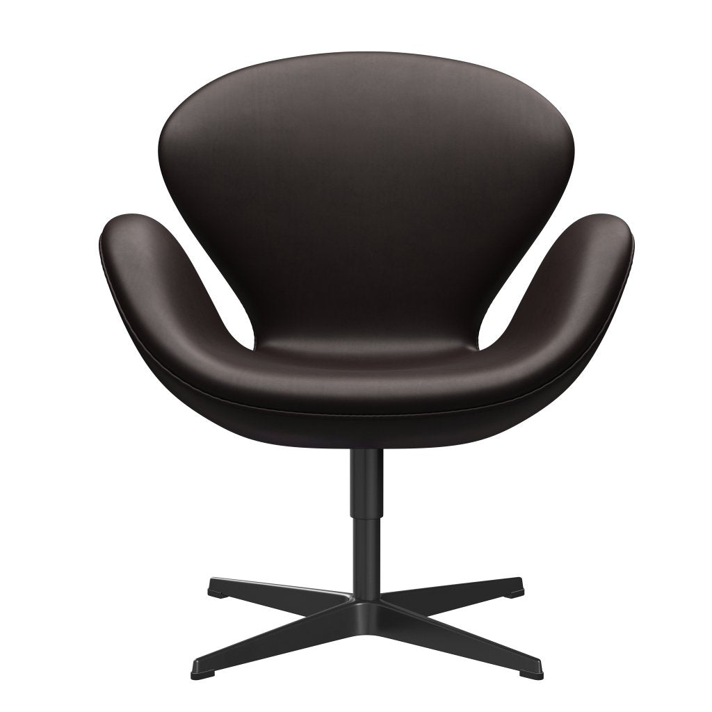 Fritz Hansen Chaise de salon de cygne, laquée noire / marron foncé