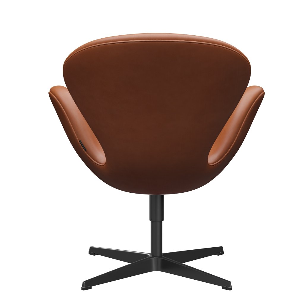 Fritz Hansen Chaise de salon de cygne, noire noire laquée / Grace Walnut