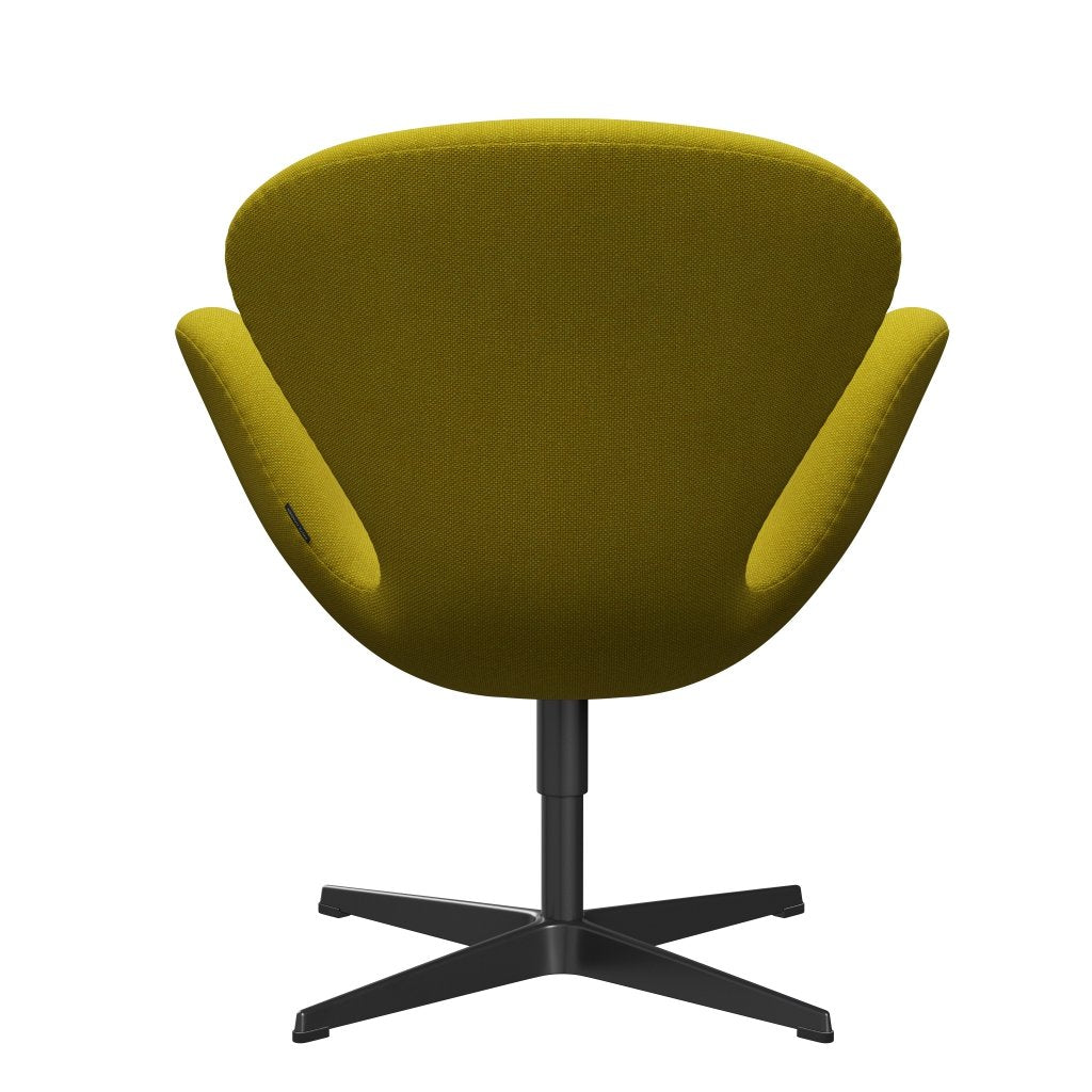 Fritz Hansen Chaise de salon de cygne, noire laqué / hallingdal jaune / vert