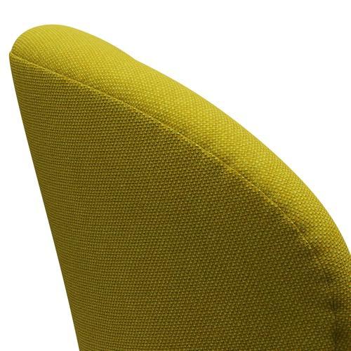 Fritz Hansen Chaise de salon de cygne, noire laqué / hallingdal jaune / vert