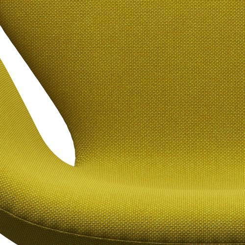 Fritz Hansen Chaise de salon de cygne, noire laqué / hallingdal jaune / vert