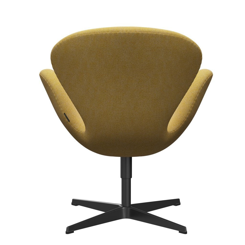 Fritz Hansen Chaise de salon de cygne, noire laqué / hallingdal jaune / blanc