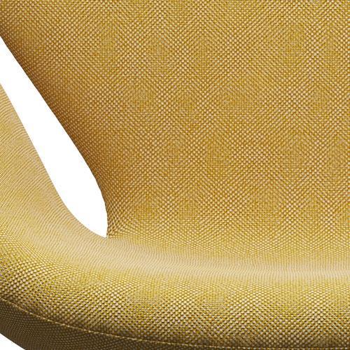 Fritz Hansen Chaise de salon de cygne, noire laqué / hallingdal jaune / blanc