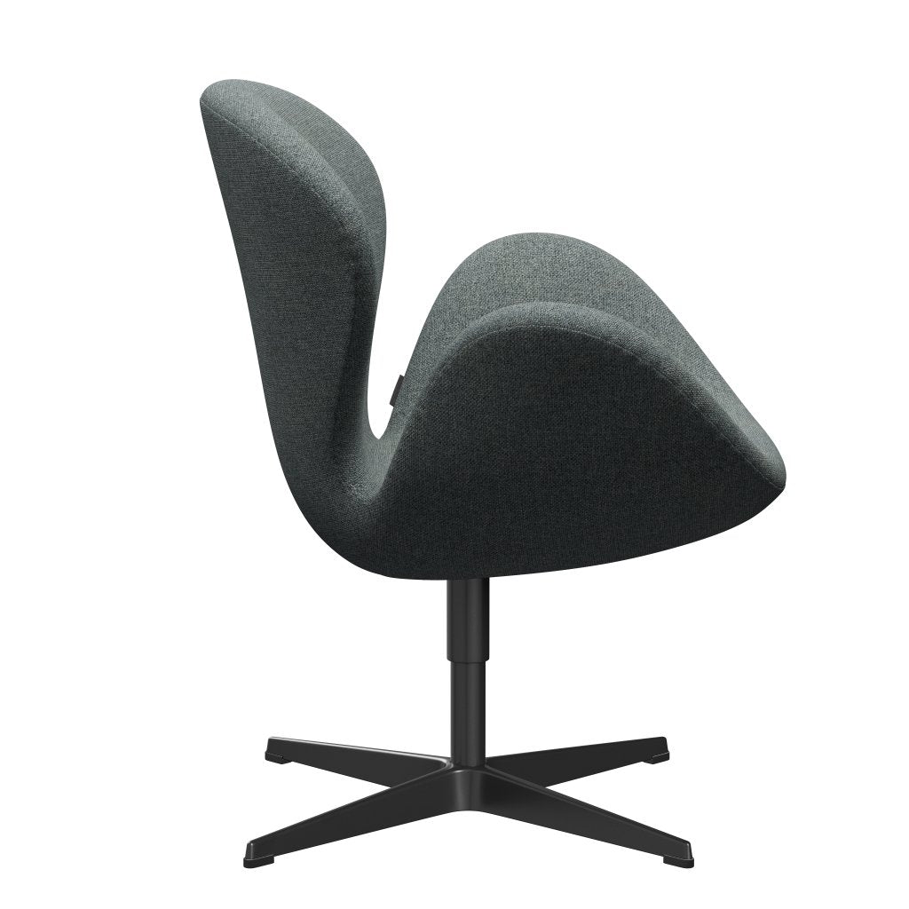 Fritz Hansen Chaise de salon de cygne, noire laqué / gris de Hallingdal