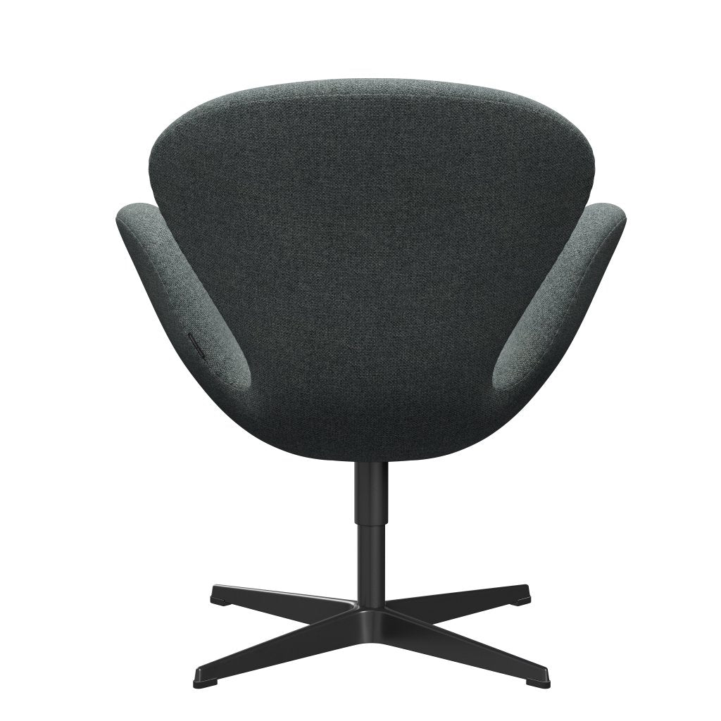 Fritz Hansen Chaise de salon de cygne, noire laqué / gris de Hallingdal