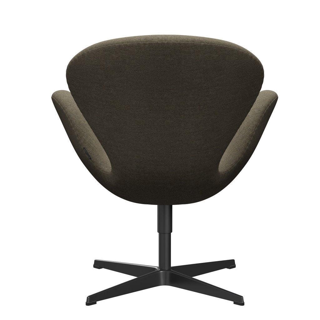 Fritz Hansen Chaise salon de cygne, laquée noire / gris de Hallingdal / marron