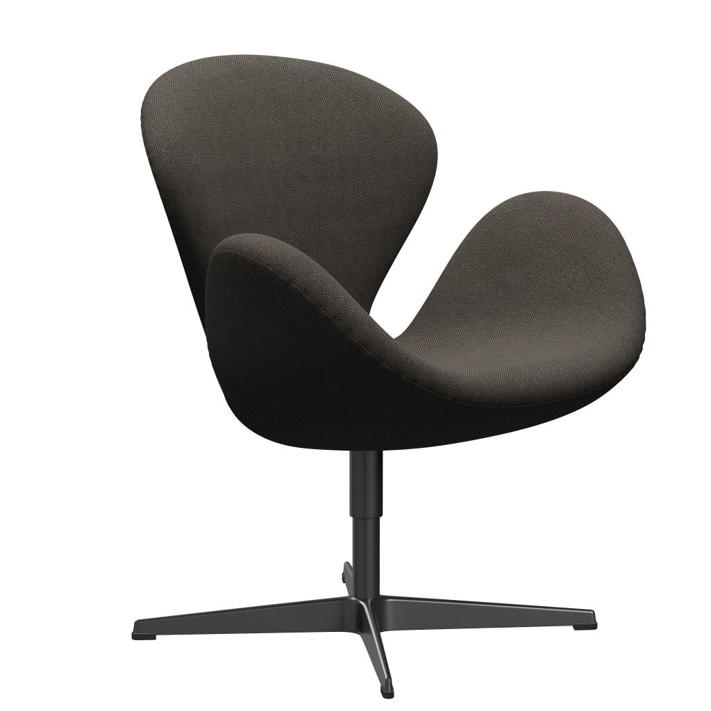 Fritz Hansen Swan Lounge Chair, Black Lacked/Hallingdal Holzkohlelicht