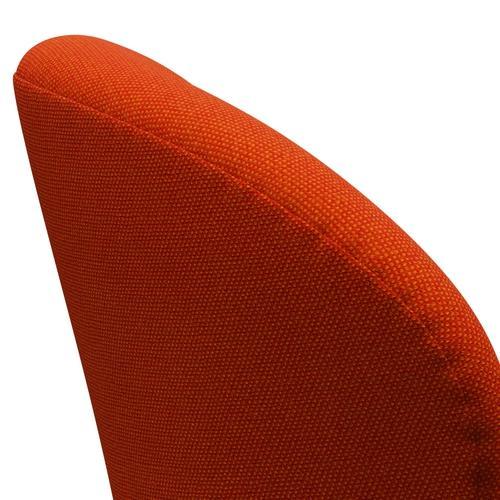 Fritz Hansen Chaise de salon de cygne, laquée noire / hallingdal rouge / orange