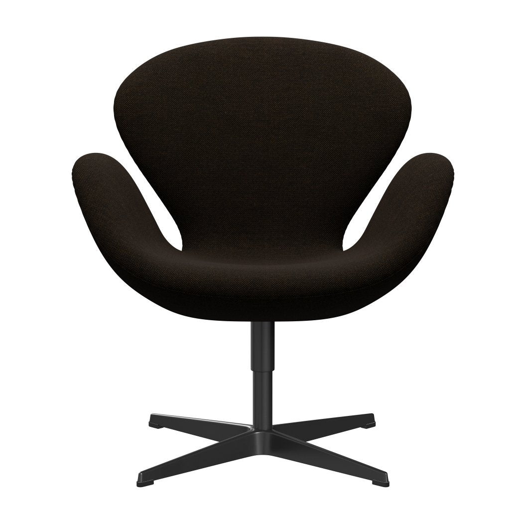 Fritz Hansen Chaise salon de cygne, noir laqué / hallingdal noir / marron