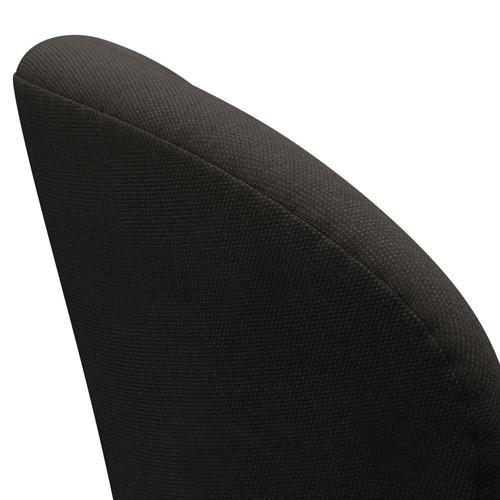 Fritz Hansen Chaise de salon de cygne, noire laquée / brun en acier