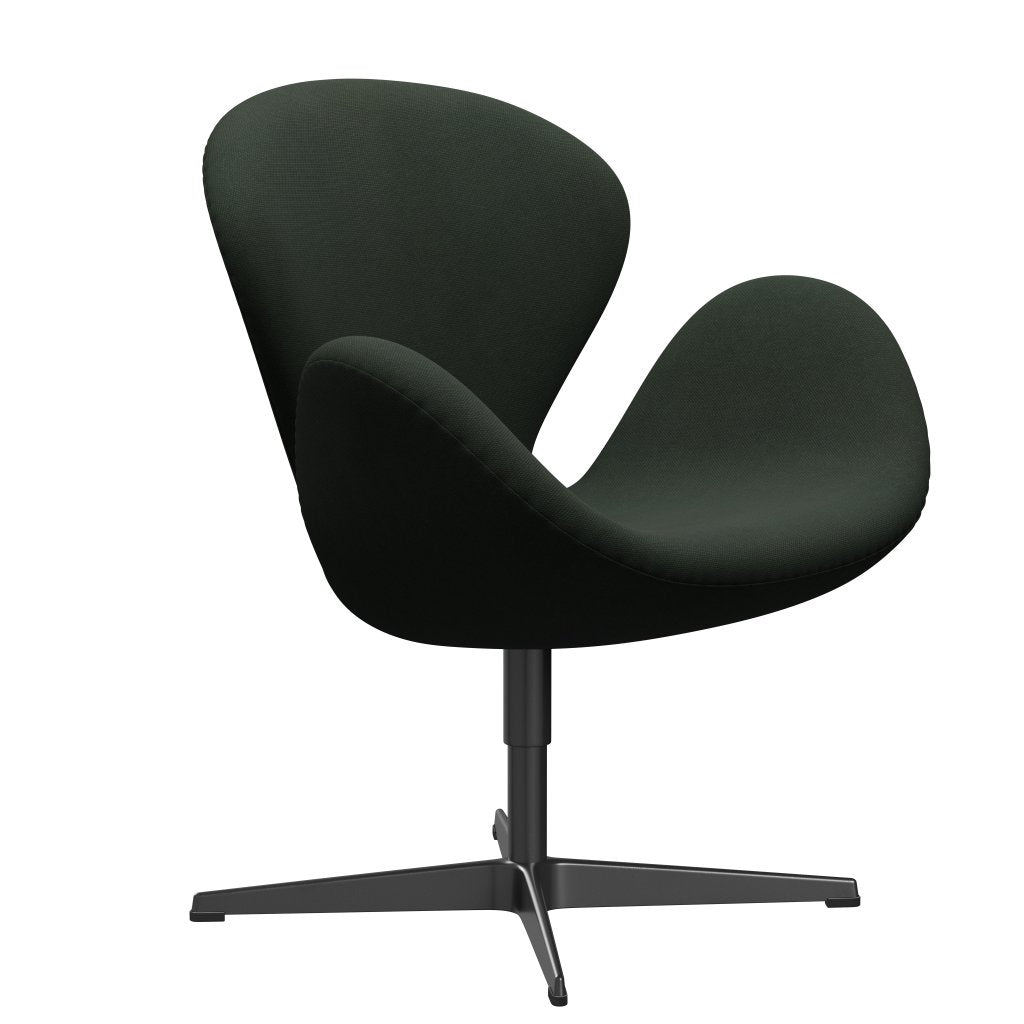 Fritz Hansen Swan Lounge Chair, Black Lacquered/Steelcut Dark Army Green