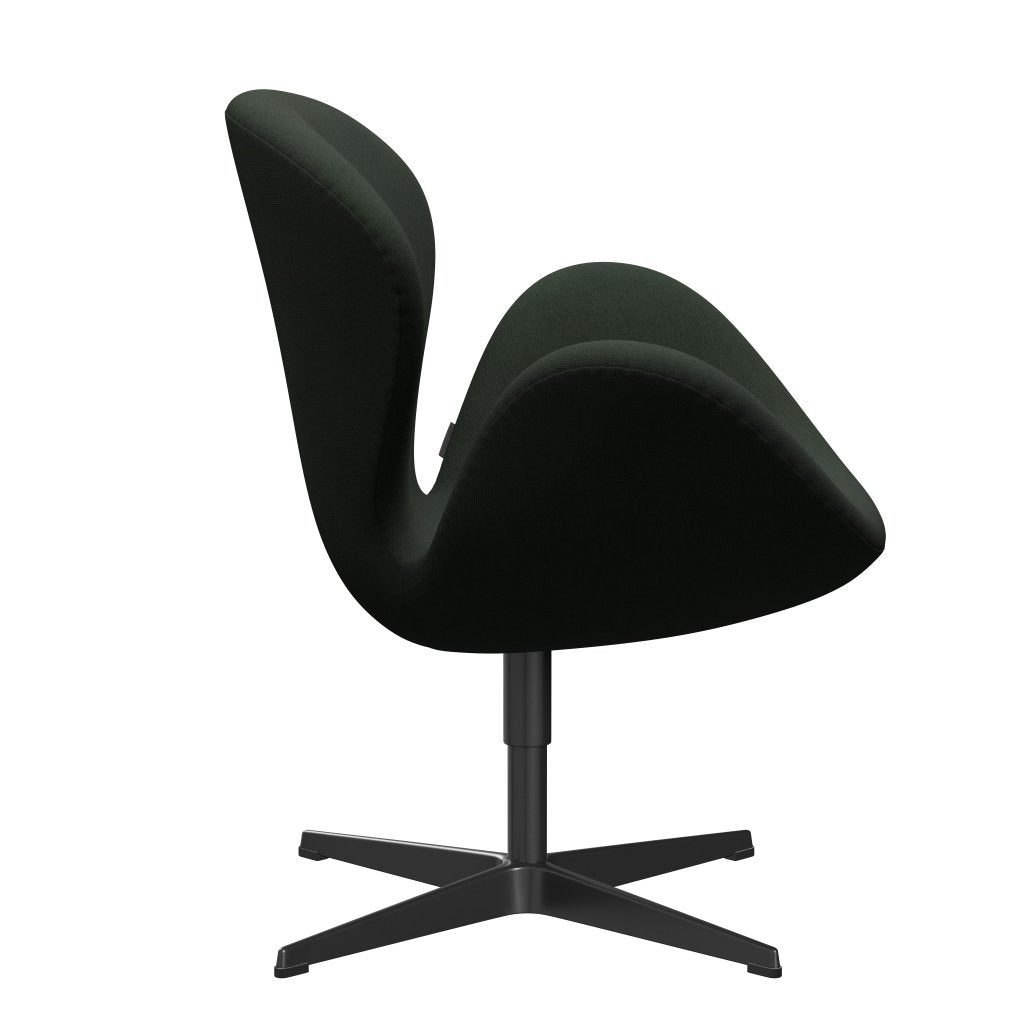 Fritz Hansen Swan Lounge Stuhl, schwarzer lackierter/stahlcut dunkler Armeegrün