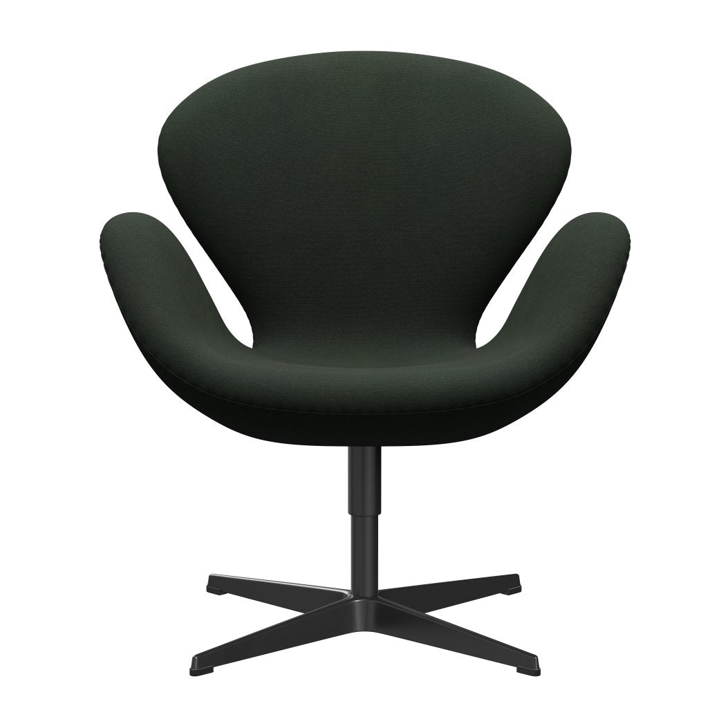 Fritz Hansen Chaise de salon de cygne, vert noire laqué / Steelcut Dark Green