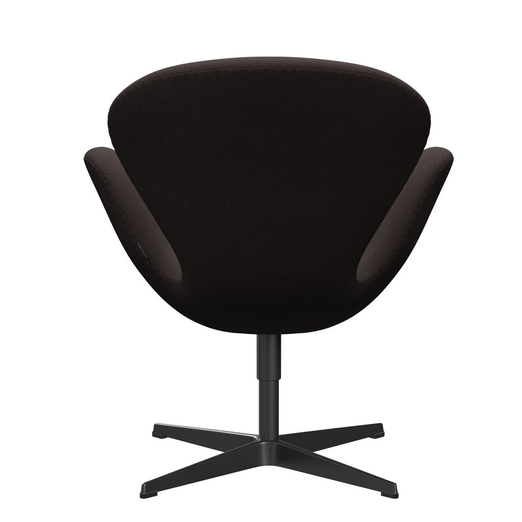 Fritz Hansen Swan Lounge Stuhl, schwarzer lackierter/Steelcut dunkler Erde braun