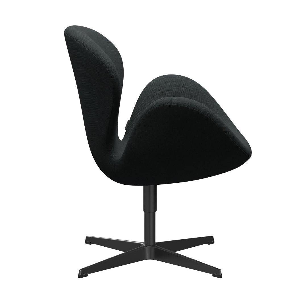 Fritz Hansen Chaise salon de cygne, charbon de bois laqué noir / acier