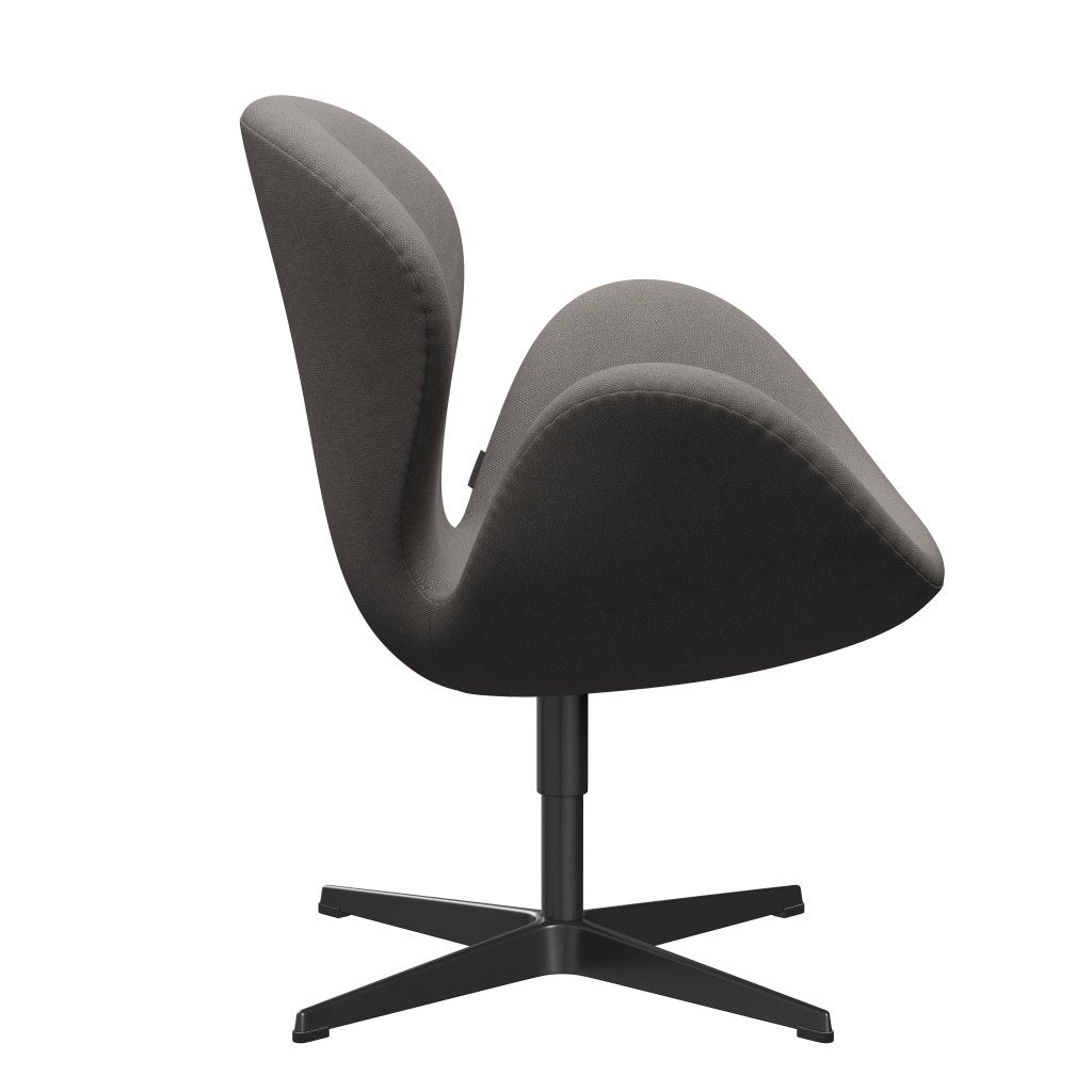 Sedia fritz Hansen Swan Lounge, grigio medio laccato nero/taglio in acciaio