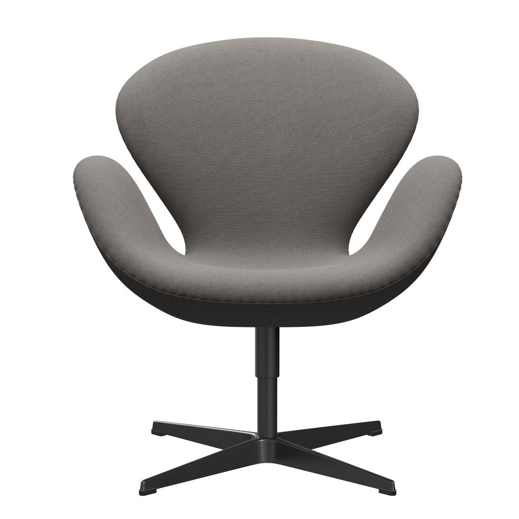 Sedia fritz Hansen Swan Lounge, grigio medio laccato nero/taglio in acciaio