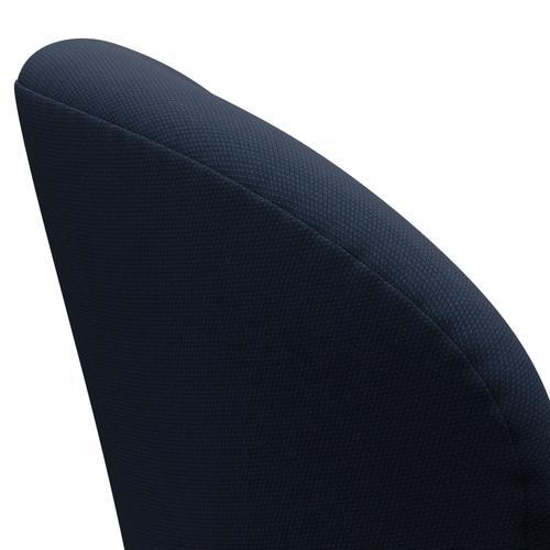 Fritz Hansen Chaise de salon de cygne, noir laqué noir / Steelcut Ocean bleu foncé