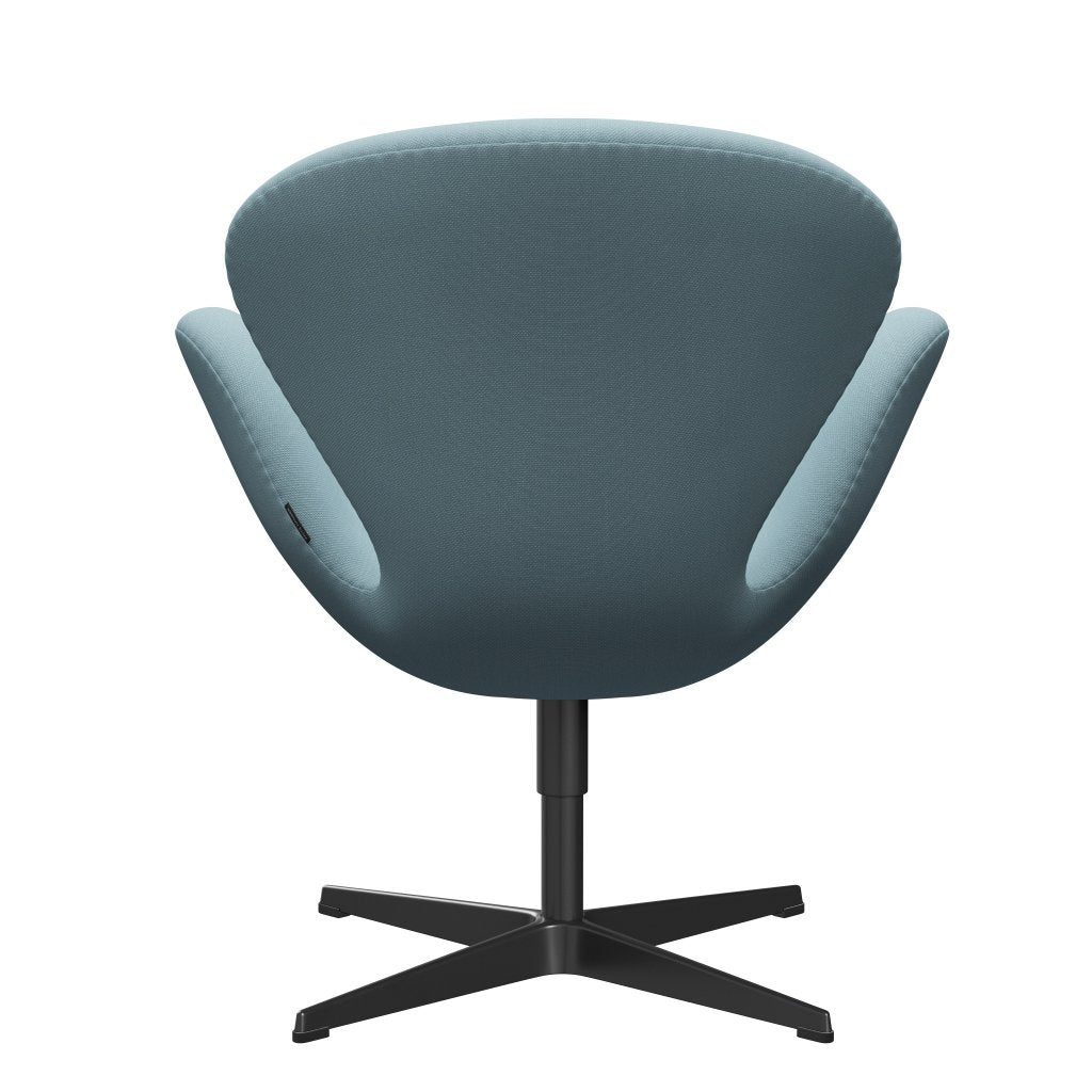 Sedia da salone Fritz Hansen Swan, blu pastello laccato nero/taglio in acciaio