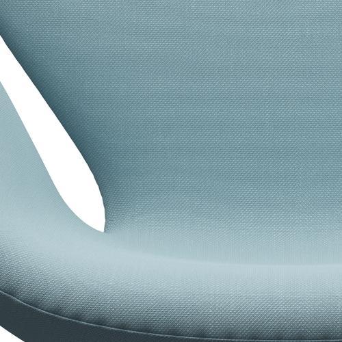 Fritz Hansen Chaise de salon de cygne, bleu pastel laqué noir / acier