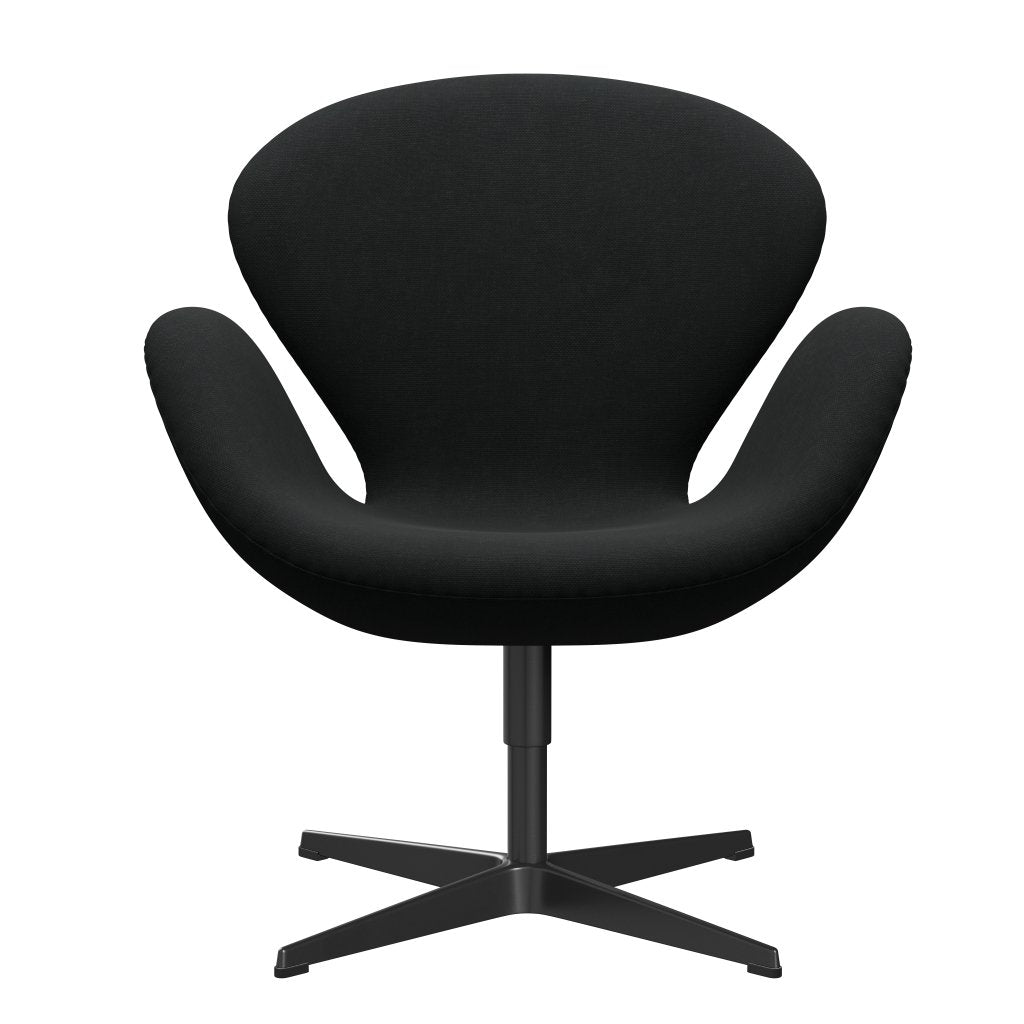 Sedia fritz Hansen Swan Lounge, nera nera/taglio in acciaio