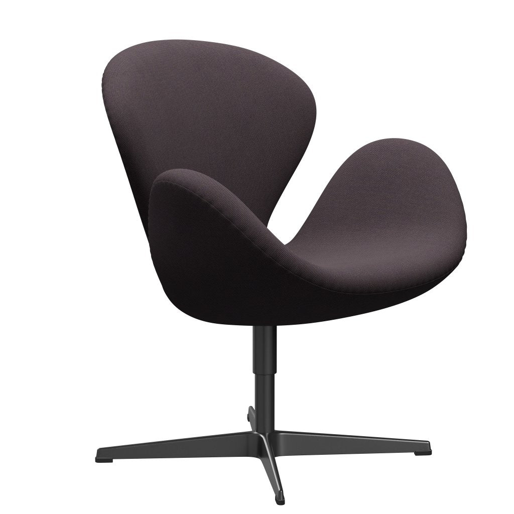 Fritz Hansen Swan Lounge Chair, Black Lacquered/Steelcut Trio Brown Brown