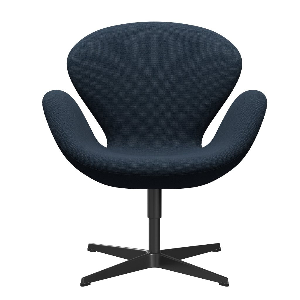 Fritz Hansen Swan Lounge Chair, Black Lacquered/Steelcut Trio Dark Dust Blue