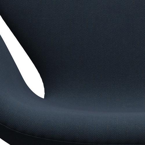 Fritz Hansen Chaise salon de cygne, noir de laquée / du trio en acier bleu foncé