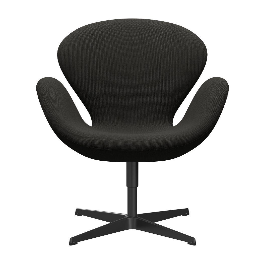 Fritz Hansen Swan Lounge Chair, Black Lacquered/SteelCut Trio Dark Brown