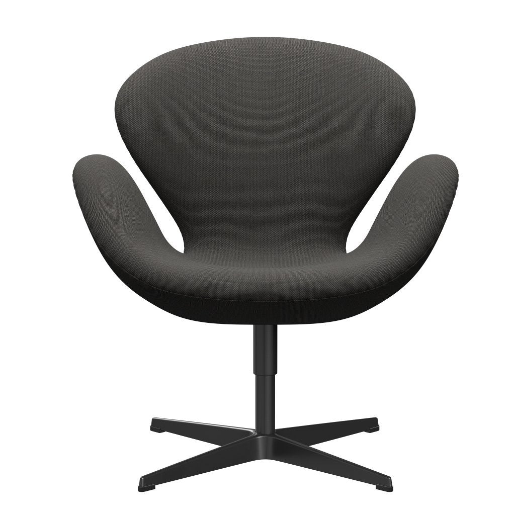 Fritz Hansen Chaise salon de cygne, noire laquée / trio Steelcut gris foncé