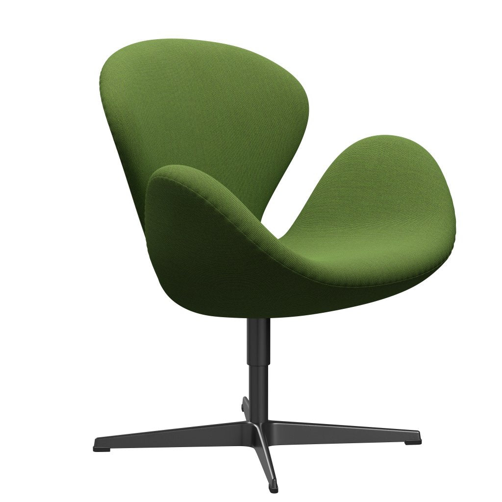 Silla de salón Fritz Hansen Swan, lacado negro/trío de escamas de hierba verde