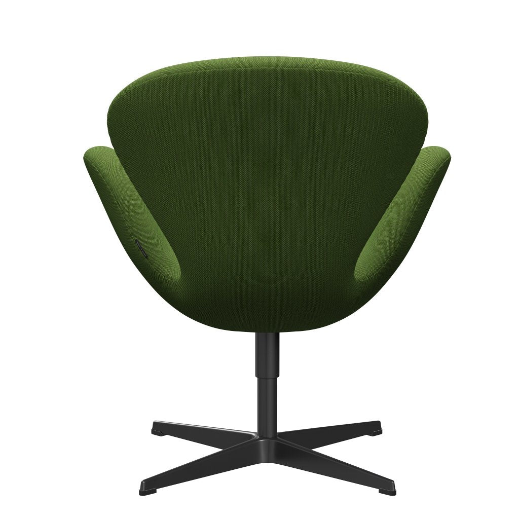 Silla de salón Fritz Hansen Swan, lacado negro/trío de escamas de hierba verde