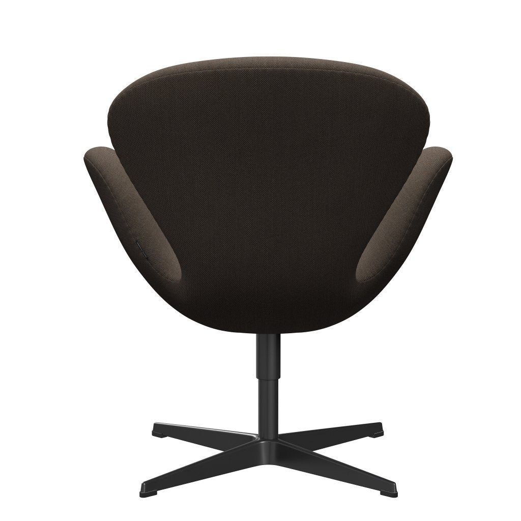 Sedia fritz Hansen Swan Lounge, trio laccato nero/taglio in acciaio grigio/marrone