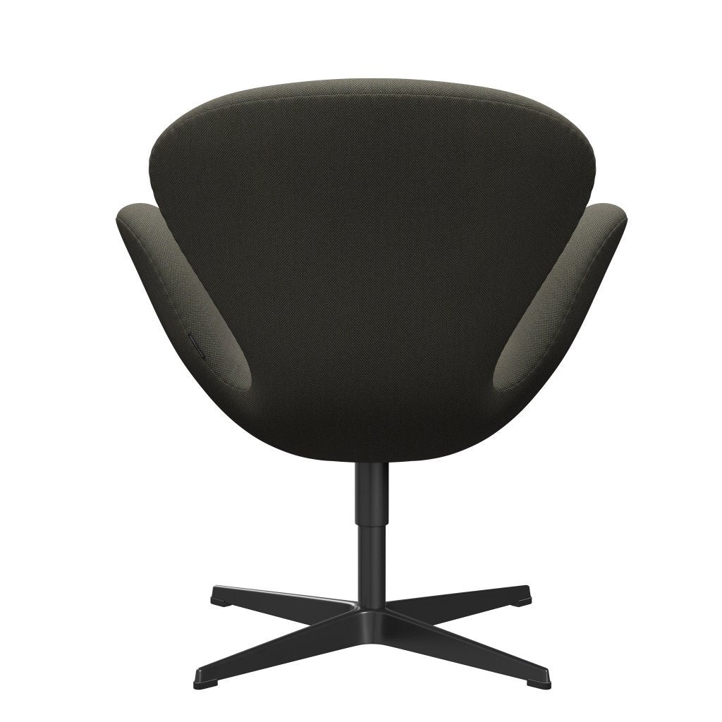 Sedia fritz Hansen Swan Lounge, trio laccato nero/taglio in acciaio grigio/verde