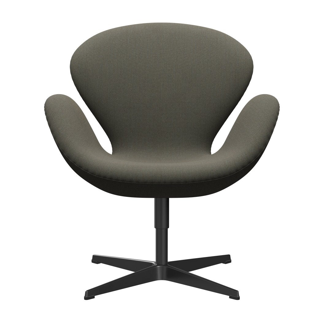 Sedia fritz Hansen Swan Lounge, trio laccato nero/taglio in acciaio grigio/verde