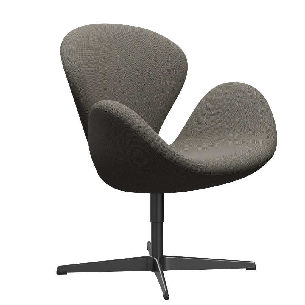 Fritz Hansen Swan Lounge Sillón, negro lacado/acero trío marrón claro