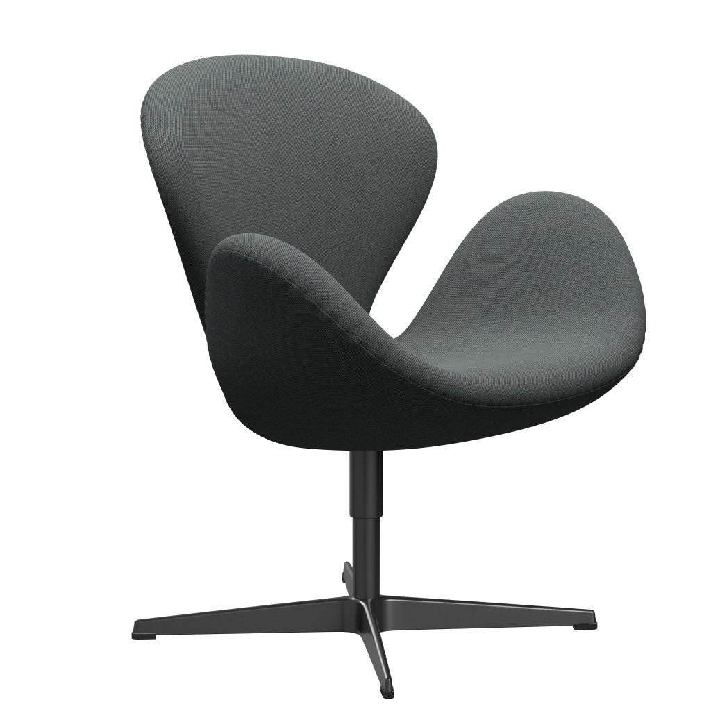 Sedia da salone Fritz Hansen Swan, carbone a trio laccato nero/taglio in acciaio