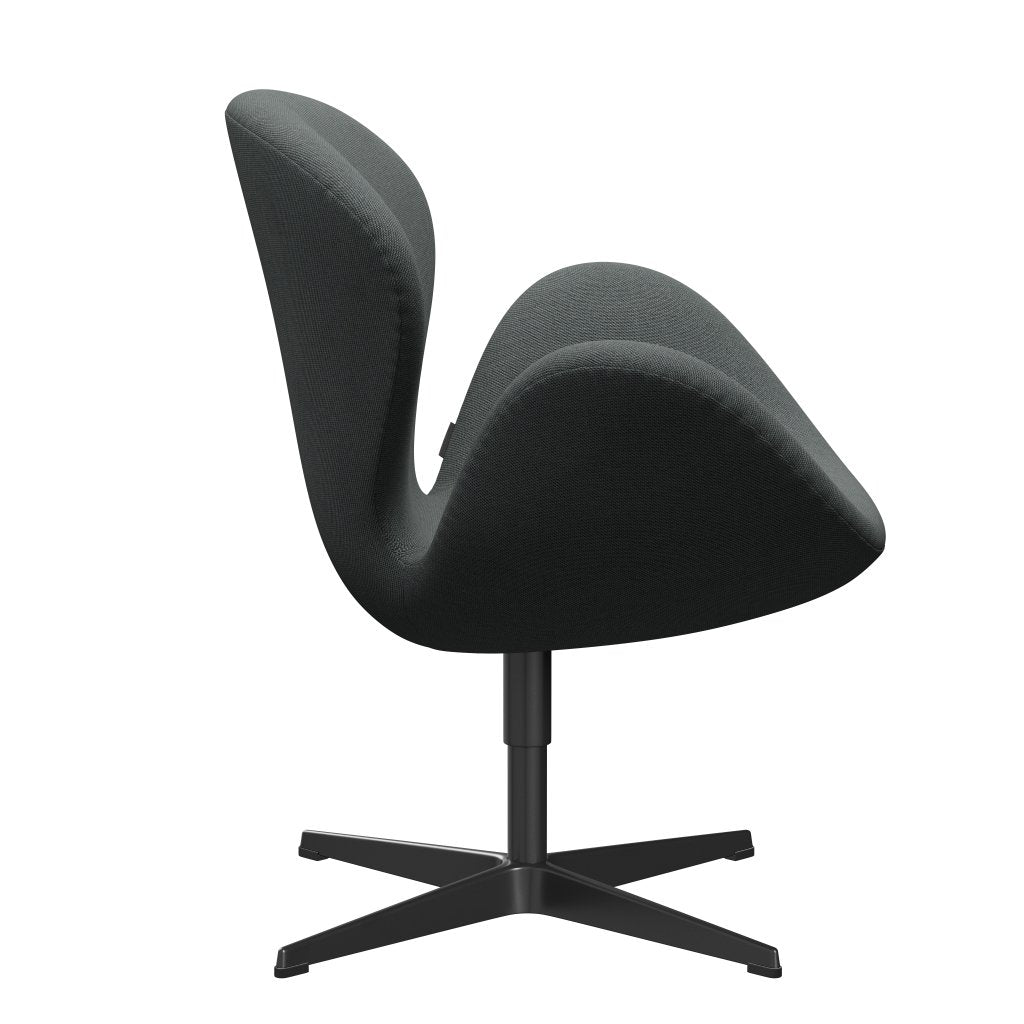 Fritz Hansen Swan Lounge Stuhl, schwarzer Lack/Stahlcut -Trio Kohle