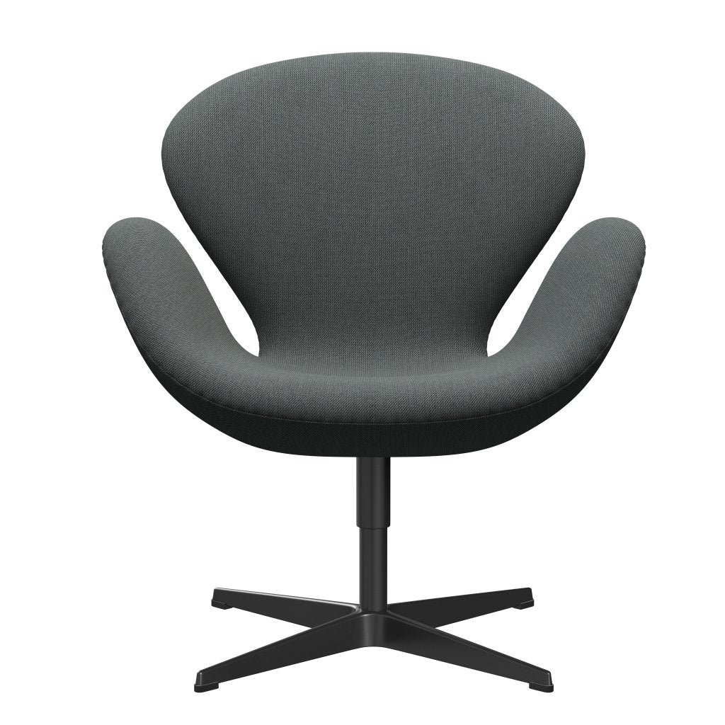 Sedia da salone Fritz Hansen Swan, carbone a trio laccato nero/taglio in acciaio