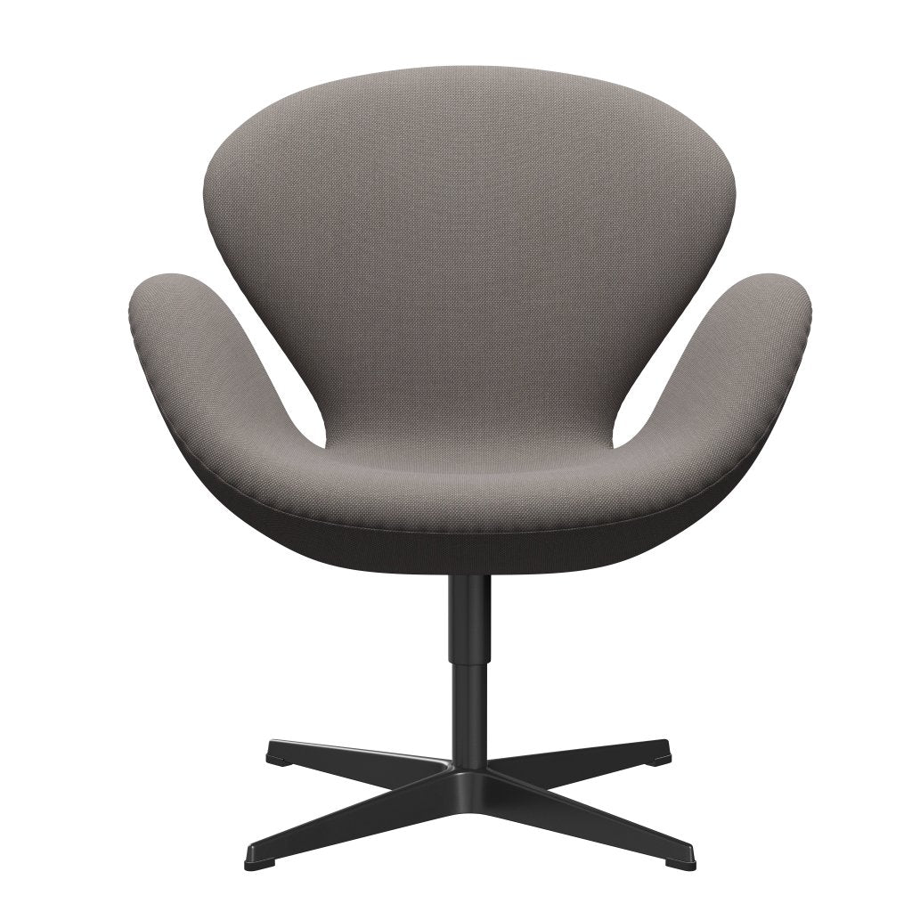 Fritz Hansen Swan Lounge Stuhl, schwarzer lackierter/Steelcut -Trio Sand Dunkel