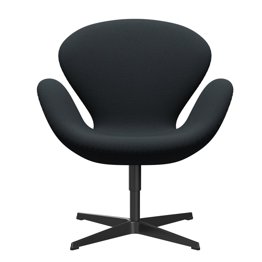 Silla de salón Fritz Hansen Swan, negro lacado/trío de chorro de acero negro