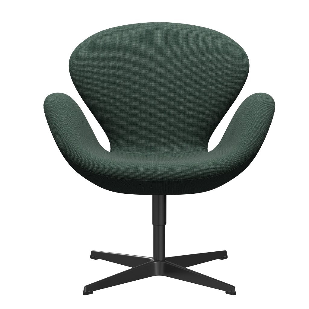 Fritz Hansen Chaise salon de cygne, noir de laquée / Steelcut Green poussiéreux