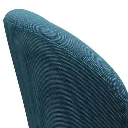 Fritz Hansen Chaise salon de cygne, Turquoise du trio laqué noir / Steelcut