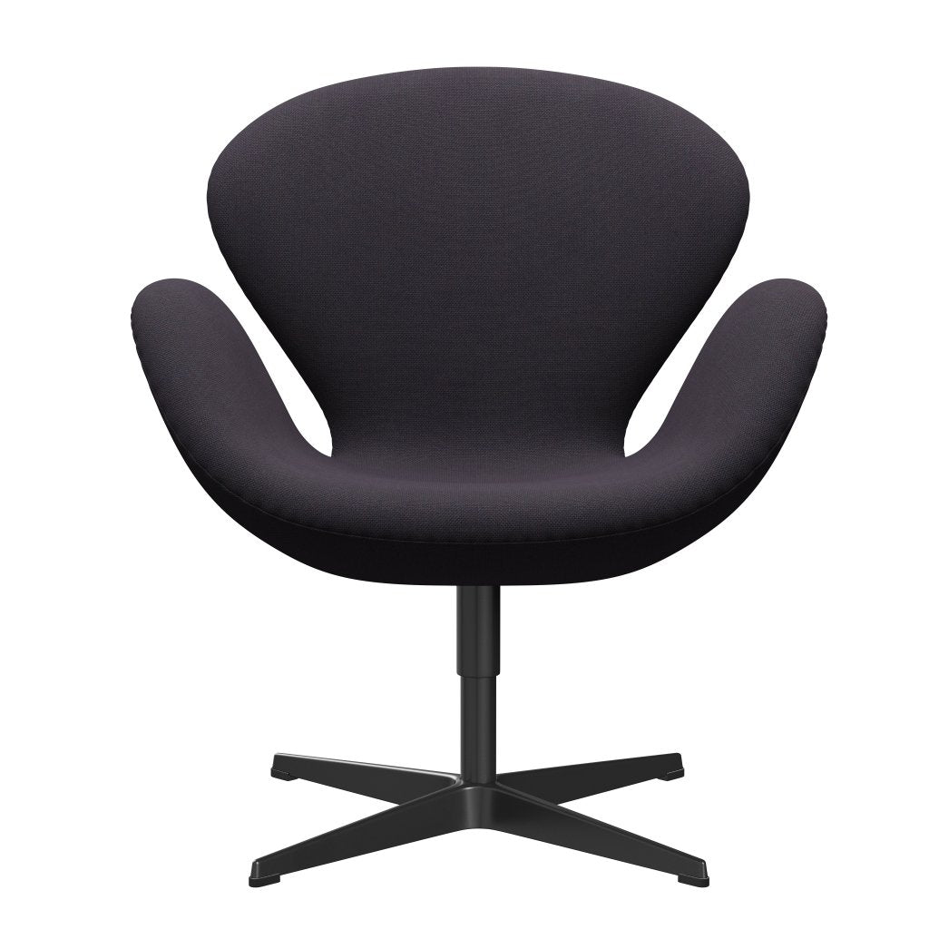 Fritz Hansen Swan Lounge Chair, Black Lacquered/Steelcut Trio Warm Dark Blue