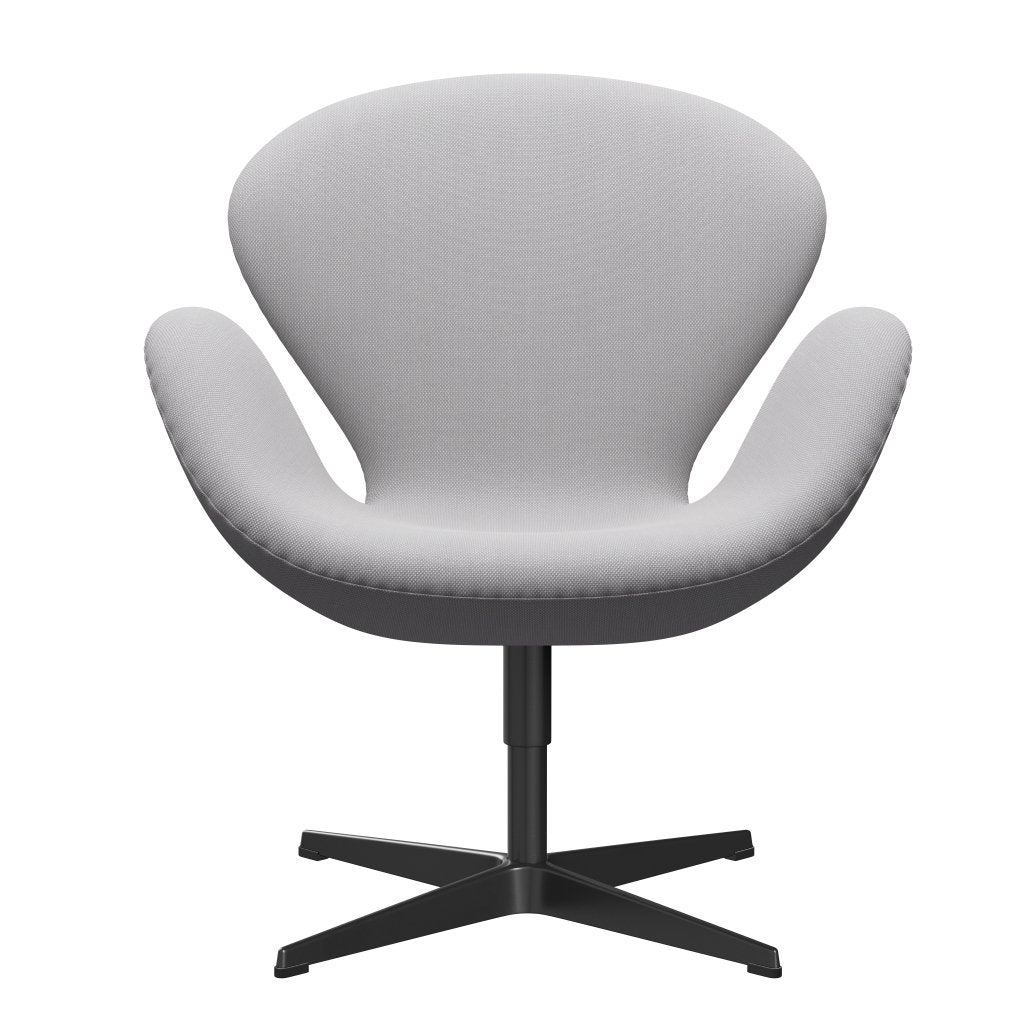 Fritz Hansen Chaise de salon de cygne, Black Laquered / Steelcut trio blanc et gris clair