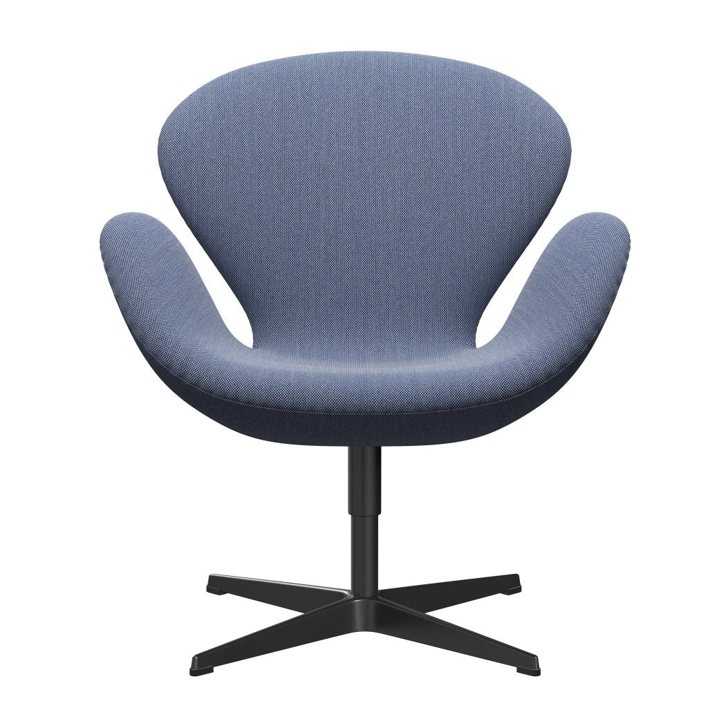 Sedia fritz Hansen Swan Lounge, Trio Nero Laccato/Trio in acciaio Bianco/Blu