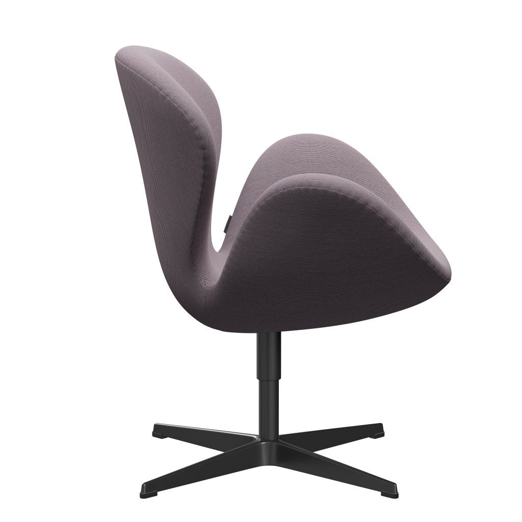 Sedia da salone Fritz Hansen Swan, trio a taglio nero/taglio in acciaio bianco/viola