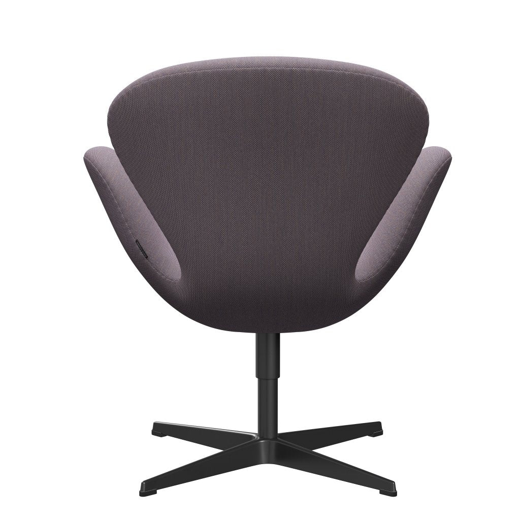 Sedia da salone Fritz Hansen Swan, trio a taglio nero/taglio in acciaio bianco/viola