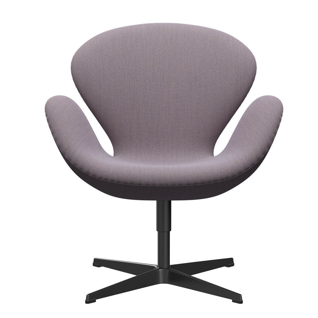 Sedia da salone Fritz Hansen Swan, trio a taglio nero/taglio in acciaio bianco/viola